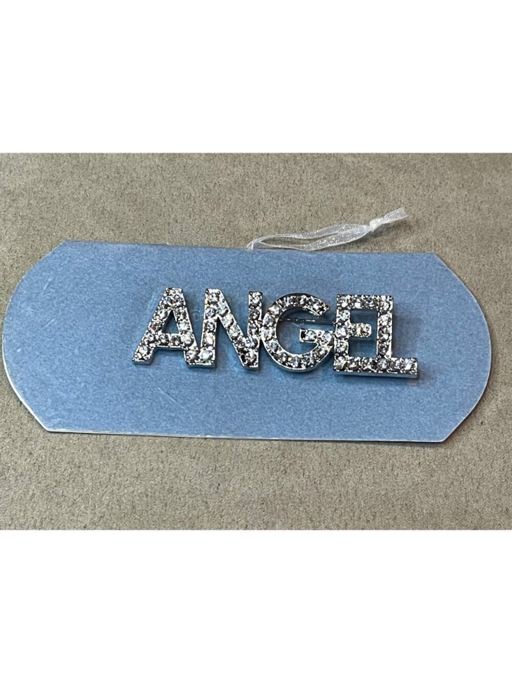 Vintage 90s New Genuine Austrian Crystals ANGEL Silver Tone Pin Brooch
